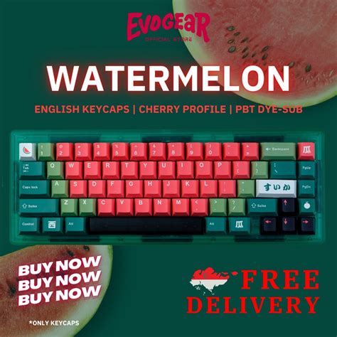 Watermelon Keycaps | English Keycaps | Cherry Profile | PBT Dye-Sub ...