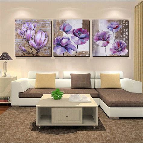 large wall pictures paintings on canvas wall decorations living room Retro Purple Flower Wall ...