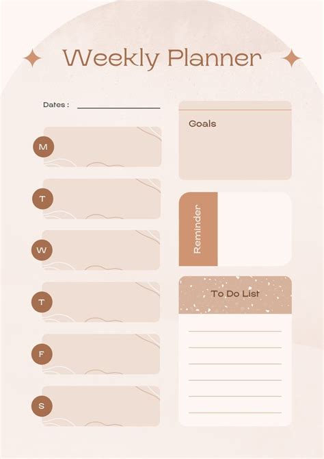 Beige Minimalist Weekly Planner Canva Template | Weekly planner, Weekly planner template ...