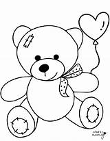 Teddy Bear With A Heart Coloring Page Download Printable PDF  sketch template