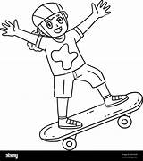 Skateboard Girl Performing Ollie Isolated Coloring Stock Vector Image  sketch template