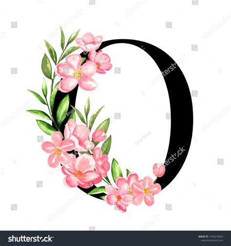 Alphabet Letter O Monogram Floral Design: ilustración de stock 1376214053 | Shutterstock