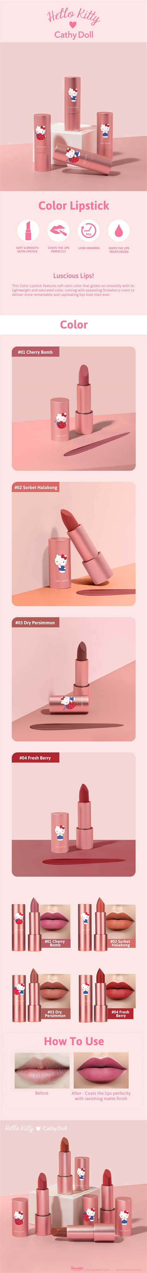 Cathy Doll - Hello Kitty Color Lipstick - 3.5g | Stylevana
