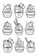 Cute cupcakes coloring Page  Folhas Para Colorir Convite De 15anos sketch template