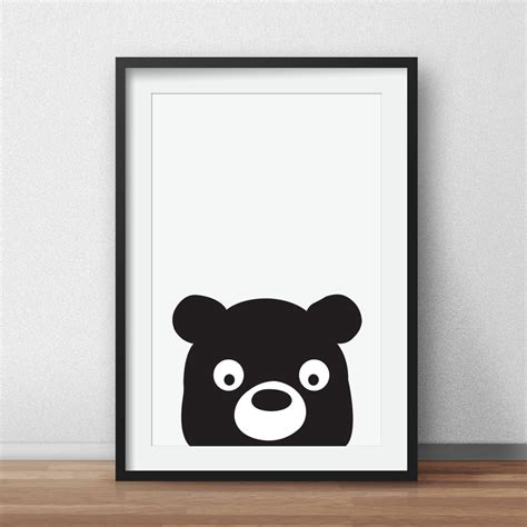 Nursery prints Black and White Bear wall art Nursery wall | Etsy