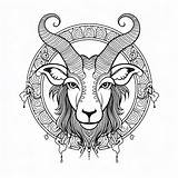 Simple Capricorn Coloring For Kids  Page sketch template