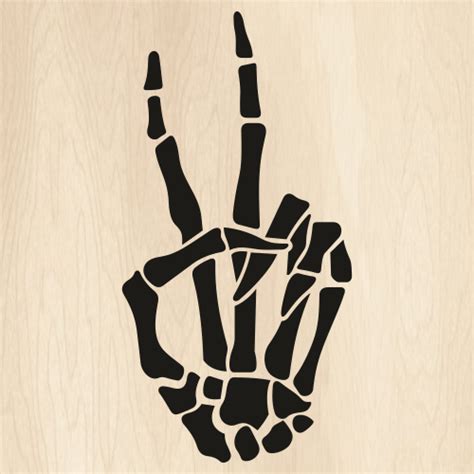 Skeleton Peace Sign SVG | Skeleton Victory Sign PNG