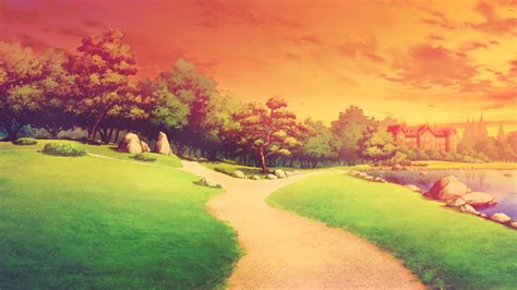 forest game cg grass landscape no humans park pulltop scenic shinsei ni shite okasubekarazu sky ...