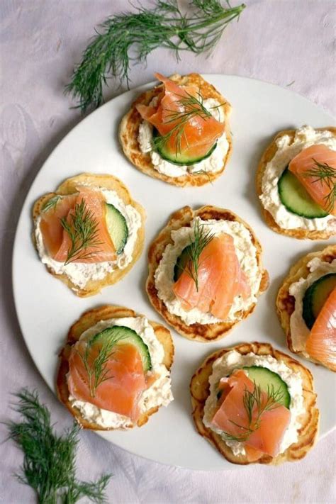 Smoked Salmon Blini Canapés | Canapes recipes, Salmon appetizer, Smoked ...