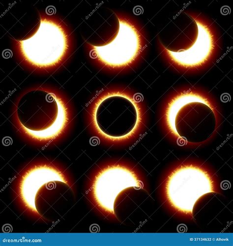 Solar Eclipse phases stock vector. Illustration of full - 37134632