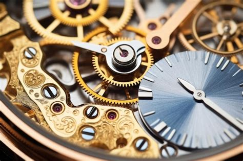 Premium AI Image | Closeup of a mechanical watch movement gears out