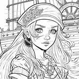 Girl Pirate Coloring Page sketch template