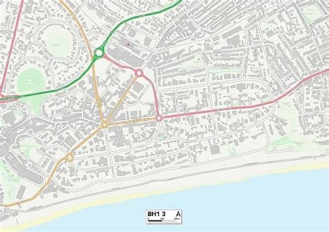 Bournemouth BH1 3 Map (Photos Framed, Prints, Puzzles, Posters, Canvas ...