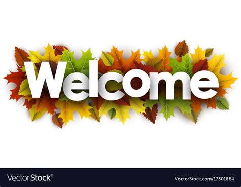 Welcome banner with colorful leaves Royalty Free Vector