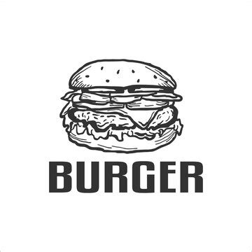Premium Vector | Burger hand drawing beef buger with tomato and lettuce vector isolated on black ...