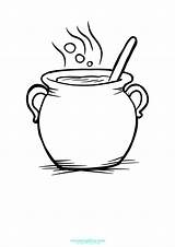 Cauldron Coloring Pages Cliparts Halloween Template Printable Clipart  sketch template