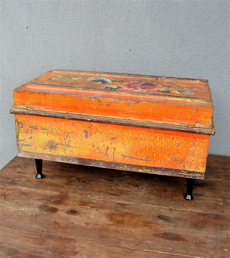 Vintage Trunk Coffee Table Floral End Table With Metal Legs - Etsy
