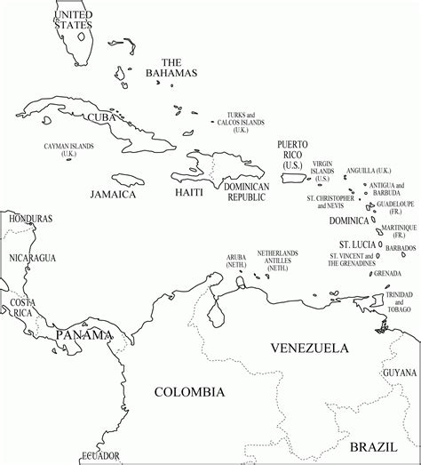 Printable Blank Map Of The Caribbean - Printableblank.net