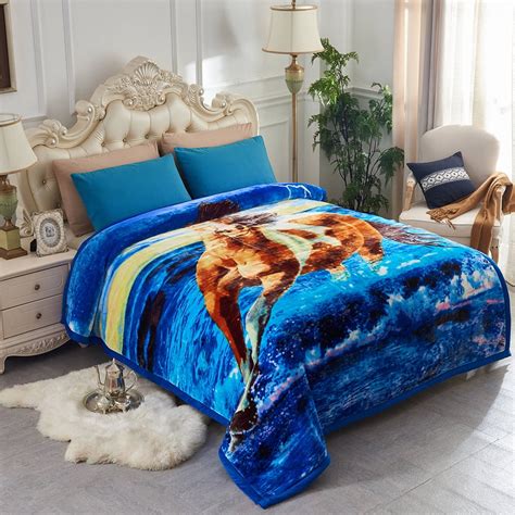 Super Soft Cozy Warm Horse Printed Plush Fleece Blanket for Bed heavy Thick Double Ply Super ...