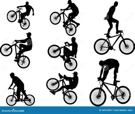 Bicycle Stunt 5 Vector Silhouette Stock Vector - Illustration of black, biker: 54516496