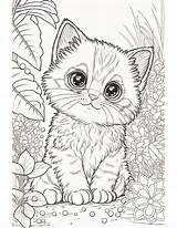 Adorable Kitty coloring Page Cats Pages For adults just Color  sketch template