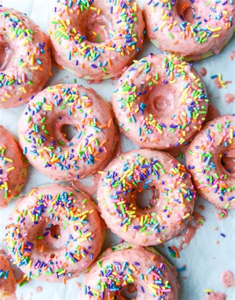 Strawberry Buttermilk Sprinkle Donuts. | Recipe | Sprinkle donut, Strawberry donuts, Strawberry ...