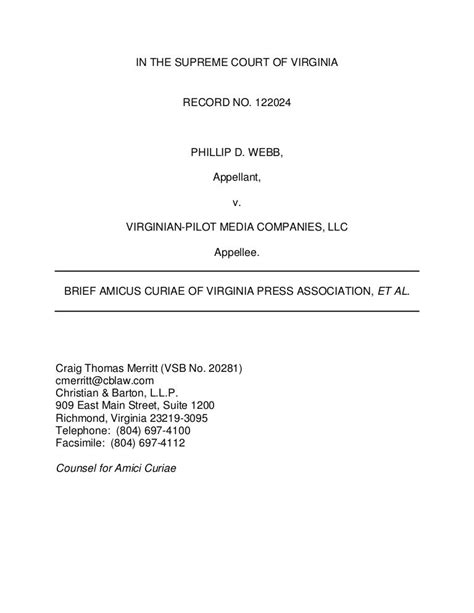 Amicus Curiae for Virginia Press Association