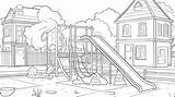 The Playground Coloring Page For Kids Background  sketch template