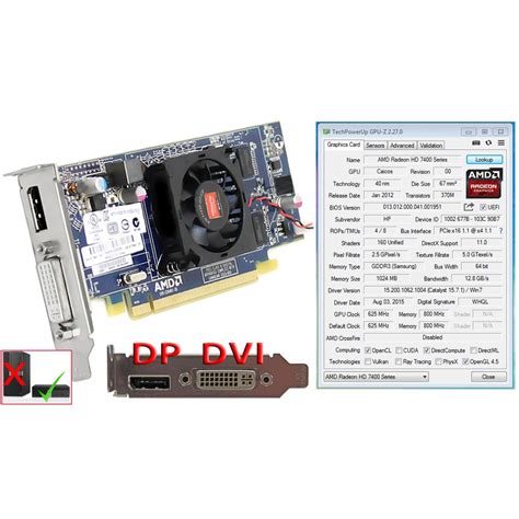 HP ATI AMD Radeon HD 7400 1GB GDDR3 64bit SFF Graphic Video Display ...