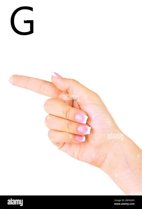 Finger Spelling the Alphabet in American Sign Language (ASL). Letter G Stock Photo - Alamy