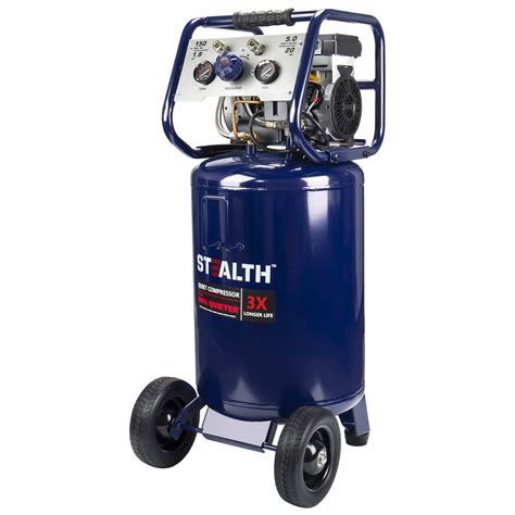 Stealth 20 Gallon Ultra Quiet Air Compressor,1.8 HP Oil-Free Peak 150 ...