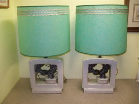 VINTAGE PAIR MID-CENTURY Modern Table Lamps w/Shades (LOCAL PICK-UP ONLY) $300.00 - PicClick