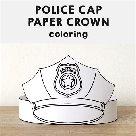Police Hat Paper Crown Printable Coloring Craft | Made By Teachers | Police hat, Police crafts ...