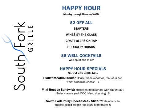 Happy Hour Menu - South Fork Grille