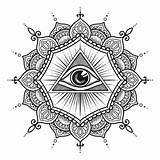 Third eye mandala Design coloring Book Or T Shirt Print  Premium Vector sketch template