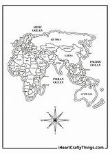 Basic World Map Coloring Pages sketch template