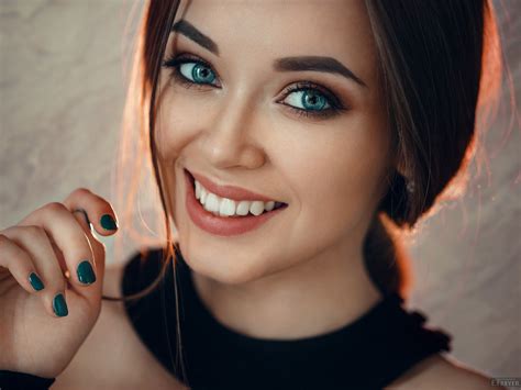 Wallpaper : women, smiling, face, blue eyes, Evgeny Freyer, portrait 1920x1440 - Motta123 ...