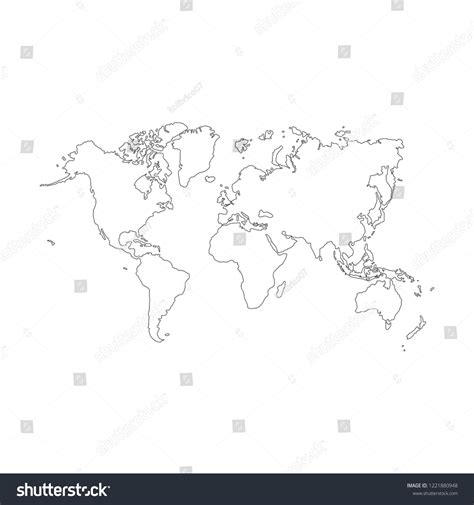 Vector Outline World Map World Map Stock Vector (Royalty Free) 1221880948 | Shutterstock