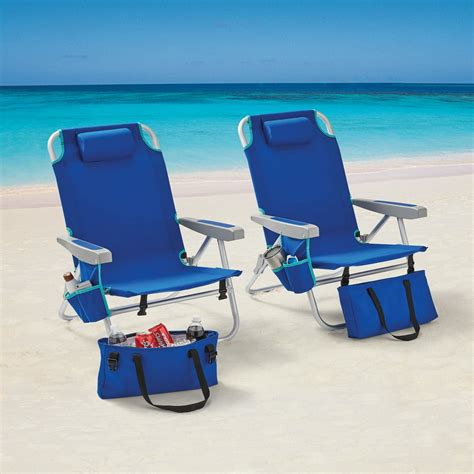 2-Pack Mainstays Reclining Beach & Event Backpack Chair with Cooler Bag Blue - Walmart.com ...