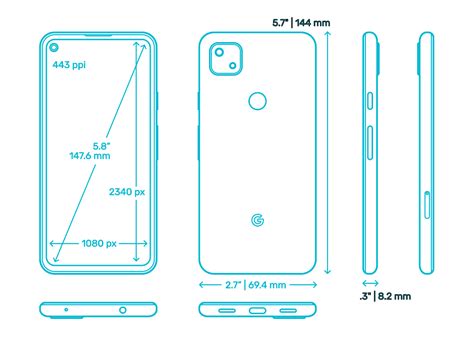 Google Pixel 4a Dimensions & Drawings | Dimensions.com