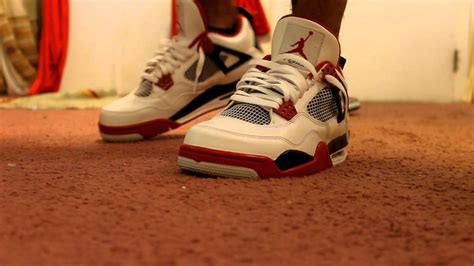 Jordan Retro 4 IV Fire Red "On Feet" - YouTube