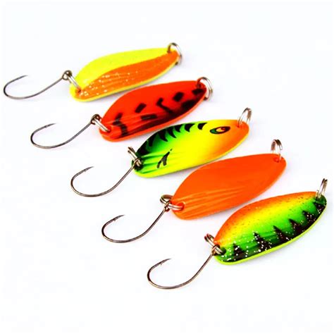 5pcs/lot 3.5cm 4.5g fishing spoon trout lures fluttering spoons Japanese freshwater fishing ...