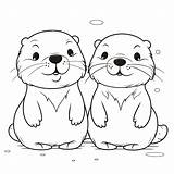 Otter Coloring Pages Sea Otters Outline Cute Simple Drawing Printable  sketch template