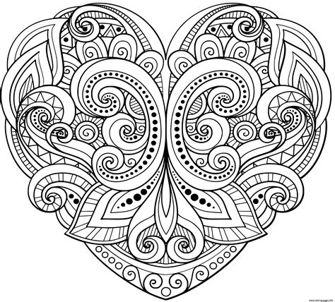 Heart Floral Mandala Zentangle Beautiful Coloring page Printable