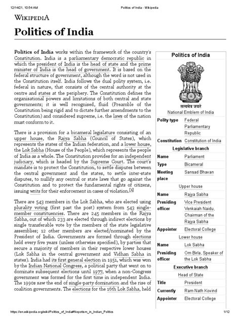 Politics of India - Wikipedia | PDF | Politics Of India | Government Of ...