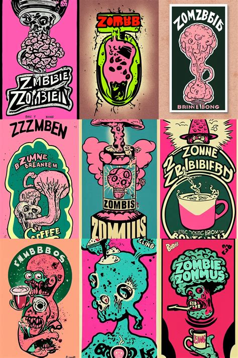 zombie drinking brains coffee logo, pink atomic brain | Stable Diffusion | OpenArt