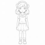 Desenho De A Linda Garota Para Colorir Página Esboço Vetor PNG  sketch template