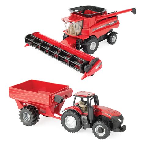 Case IH 1:32 Scale Farm Toy Harvesting Set with Tractor, Grain Cart and ...