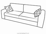 Sofa Cushion Coloring Page For Kids sketch template