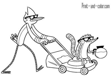 Regular Show Coloring 3 Mordecai Rigby Lawn Mower - Regular Show To Color - 1200x900 Wallpaper ...